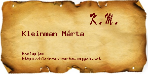 Kleinman Márta névjegykártya